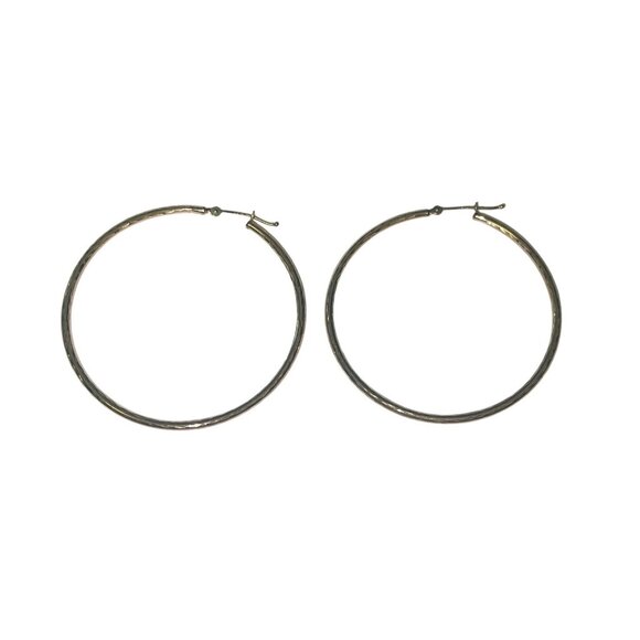 10K Yellow Gold Hoop Earrings 2" Large Lightweight 1.35g Marked 10K RL - Picture 1 of 6